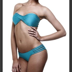 Turquoise Braided Bandeau with Braided Bottom by Guria - Size M